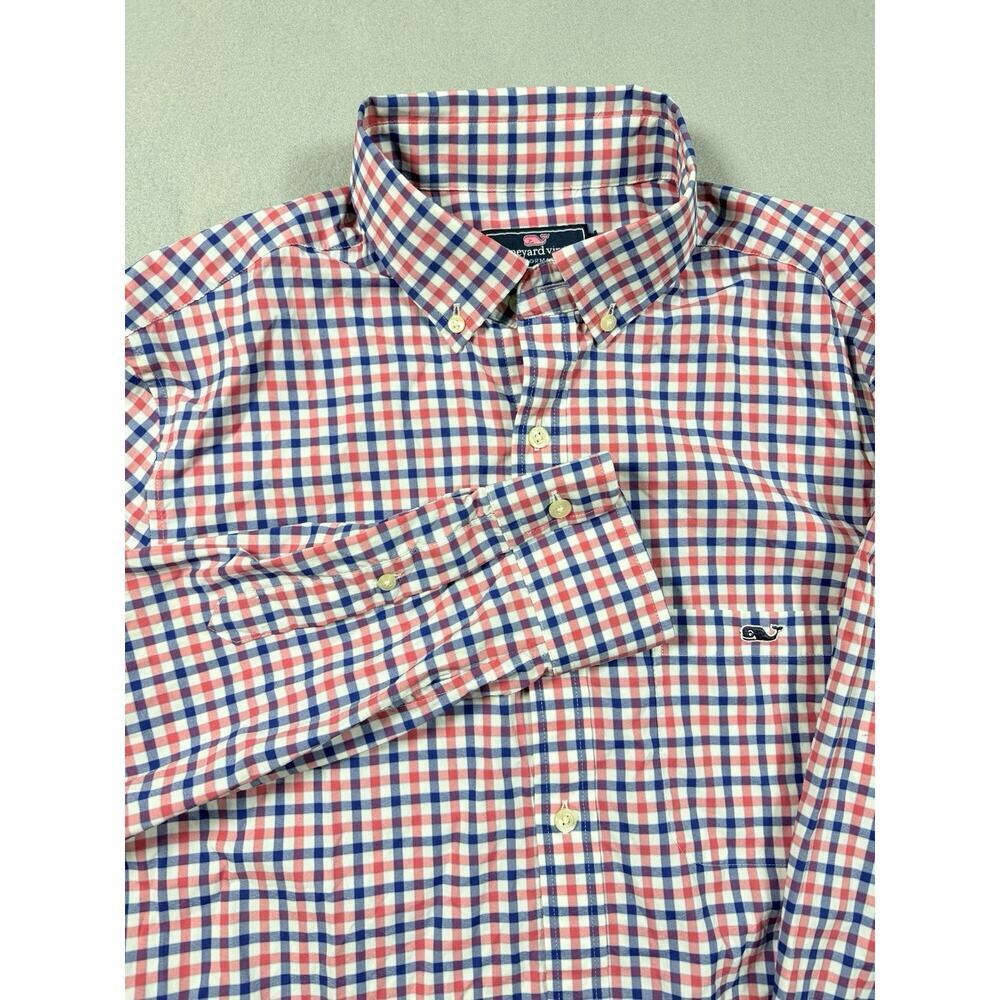 Vineyard Vines Performance Tucker Shirt Men M Classic Fit Red Plaid Button Down